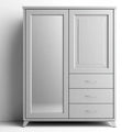 Armario con puertas molduradas y cajones laterales - gris