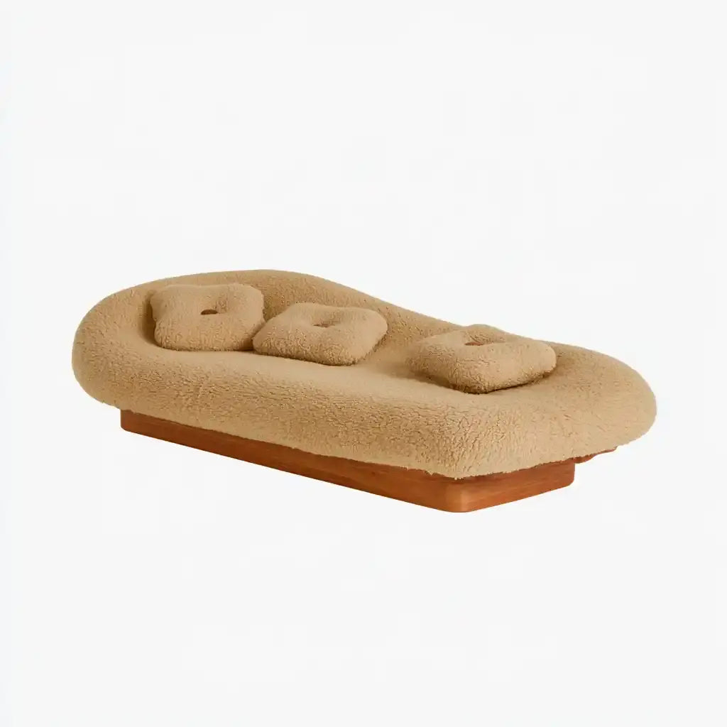 Sofá con perfil bajo y asiento ovalado - marrón
