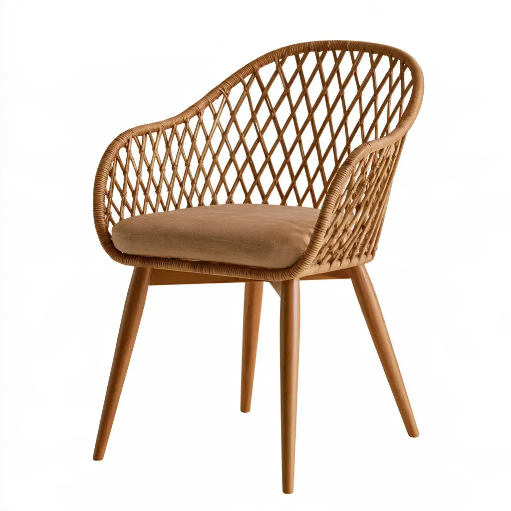Silla con respaldo envolvente entrelazado - marrón