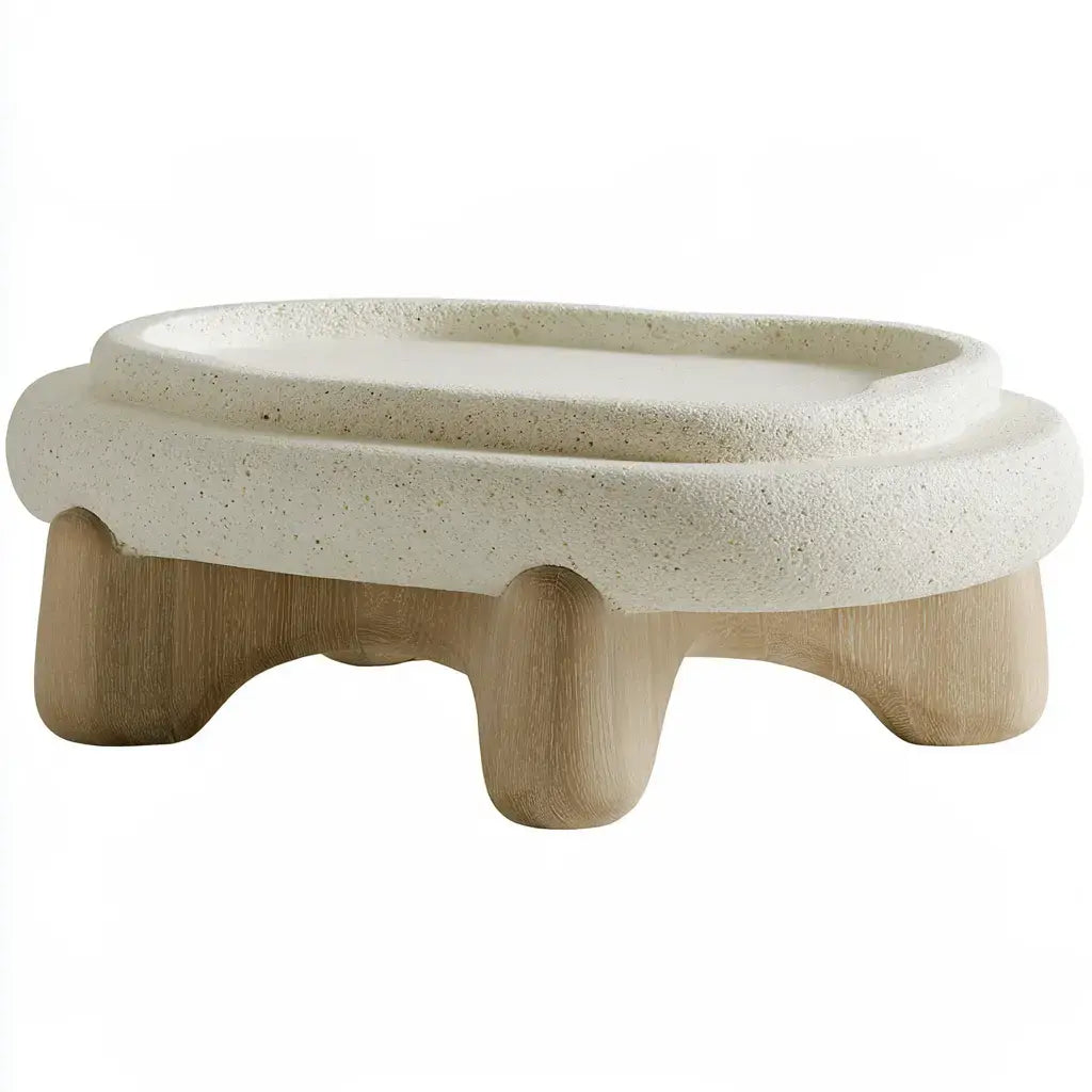 Banco con asiento orgánico y patas redondas - beige
