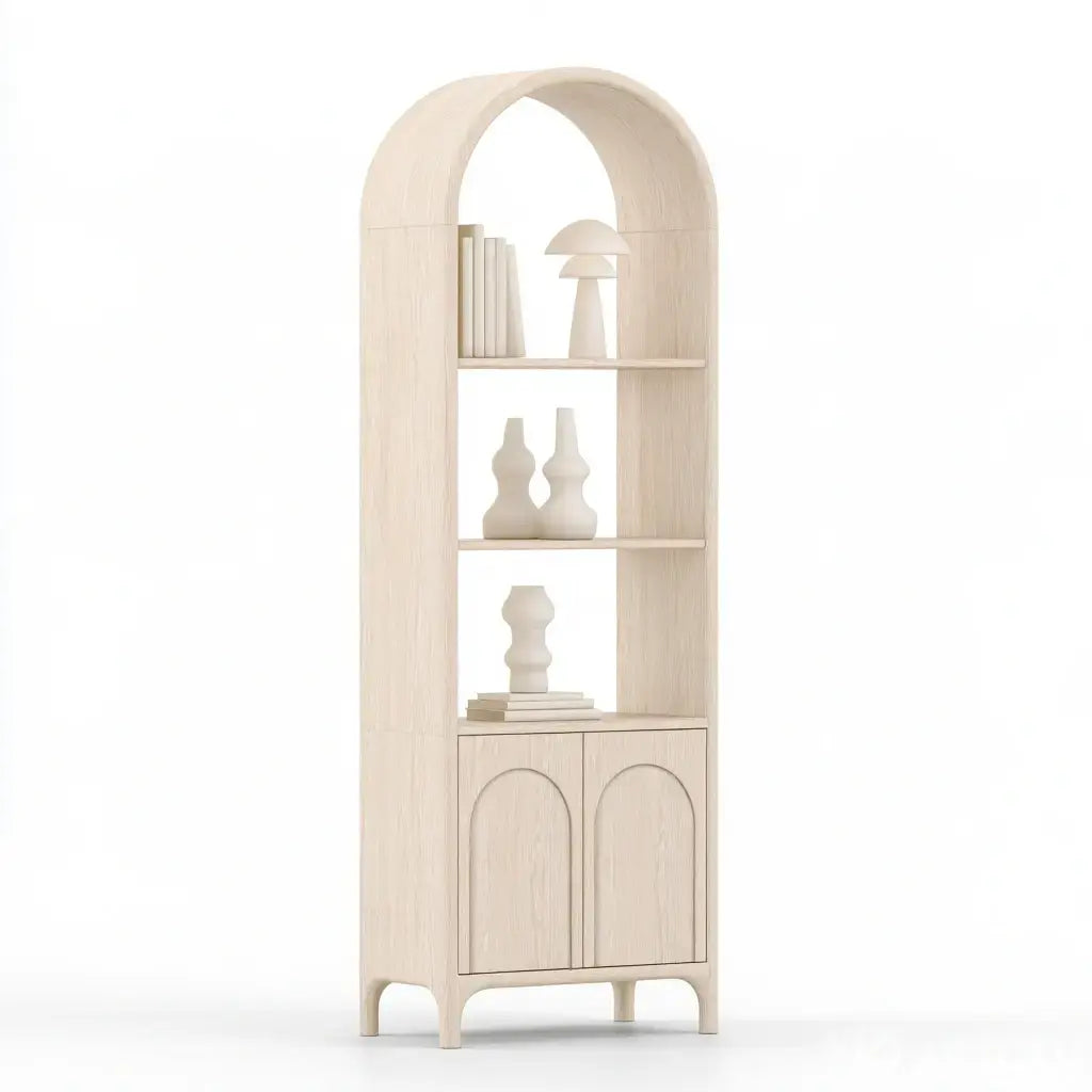 Estantería estrecha con remate arqueado - beige