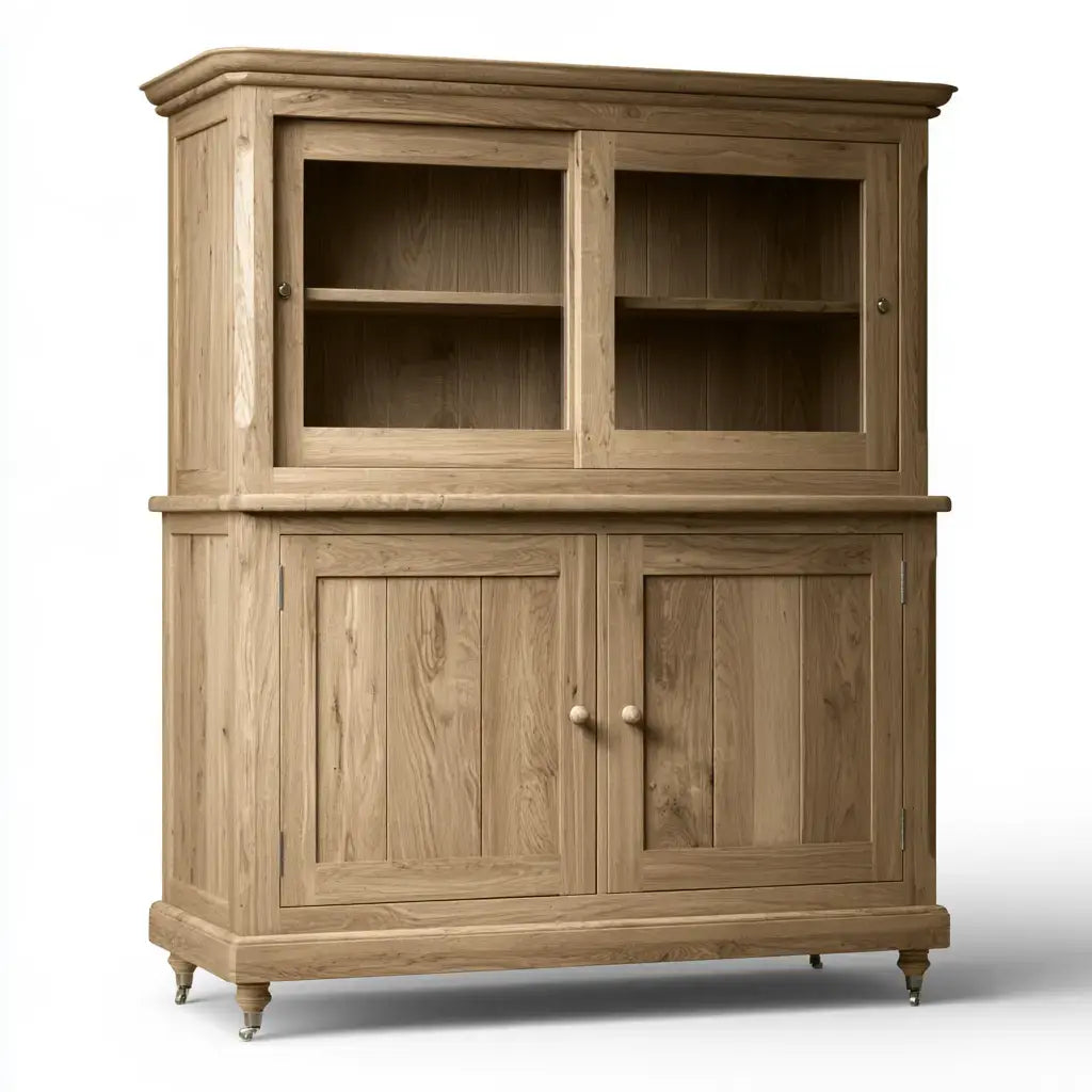 Vitrina con módulo superior y puertas inferiores - beige