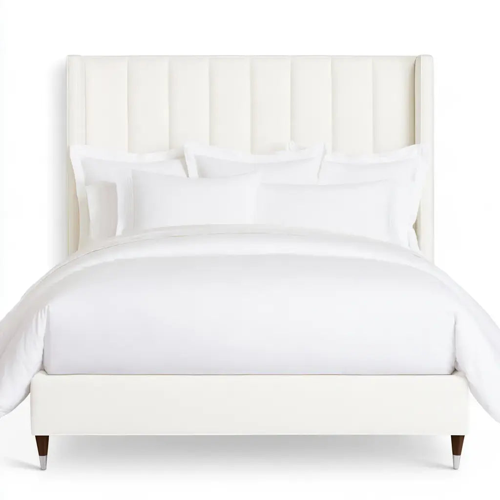 Cama con cabecero de paneles verticales - blanco