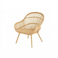 Silla con respaldo trenzado y patas finas - beige